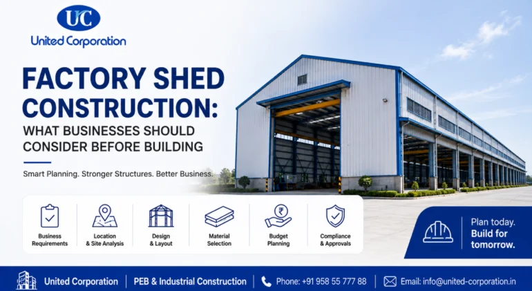 factory shed construction with steel structure for industrial facility
