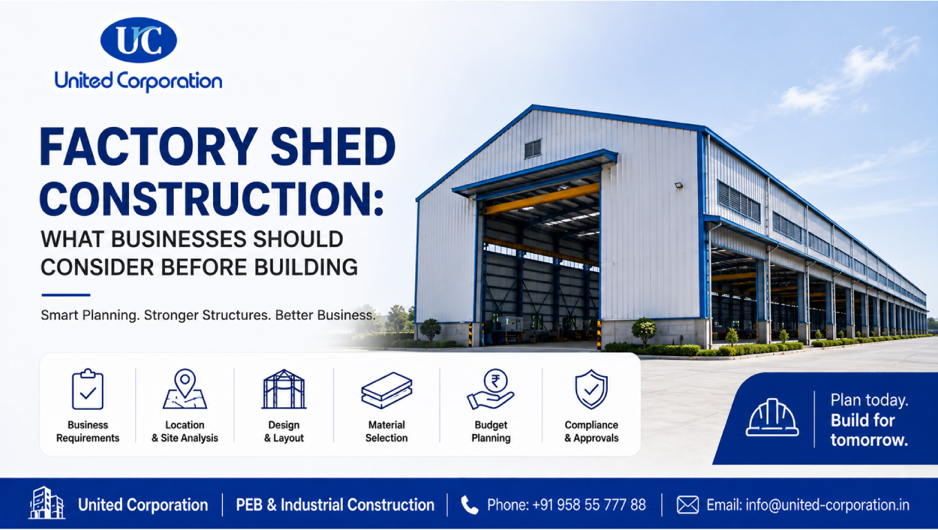 factory shed construction with steel structure for industrial facility