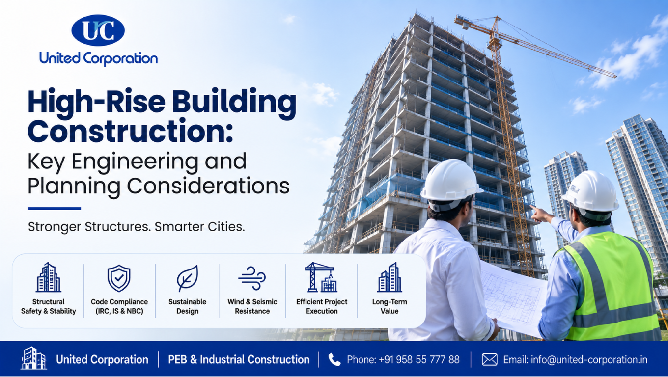 high-rise building construction with modern structural engineering