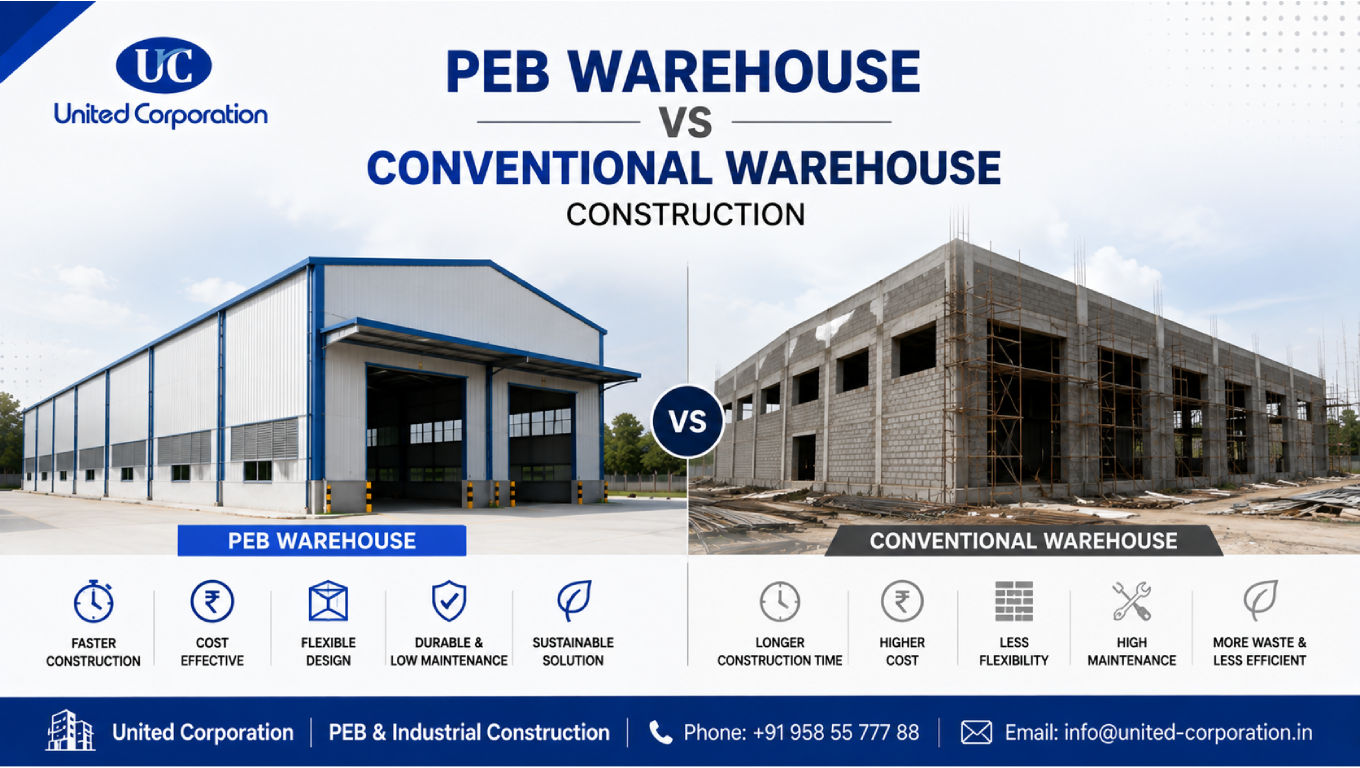 PEB warehouse construction compared with conventional warehouse construction